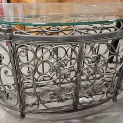 Wrought iron wine bottle buffet/table