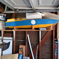 Huge size RC boat with gasoline engine that got converted to a showpiece