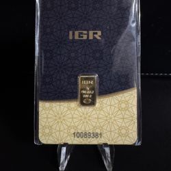 One gram .9999 Fine Gold Bar IGR - Istanbul Gold Refinery - Sealed Assay