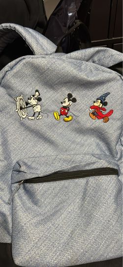 Mickey Mouse Embroidered Denim Backpack