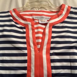 Gretchen Scott Orange & White Striped Top