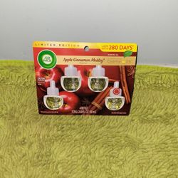 Air Wick Essential Oils 4 Refills Apple Cinnamon Medley Fragrance 