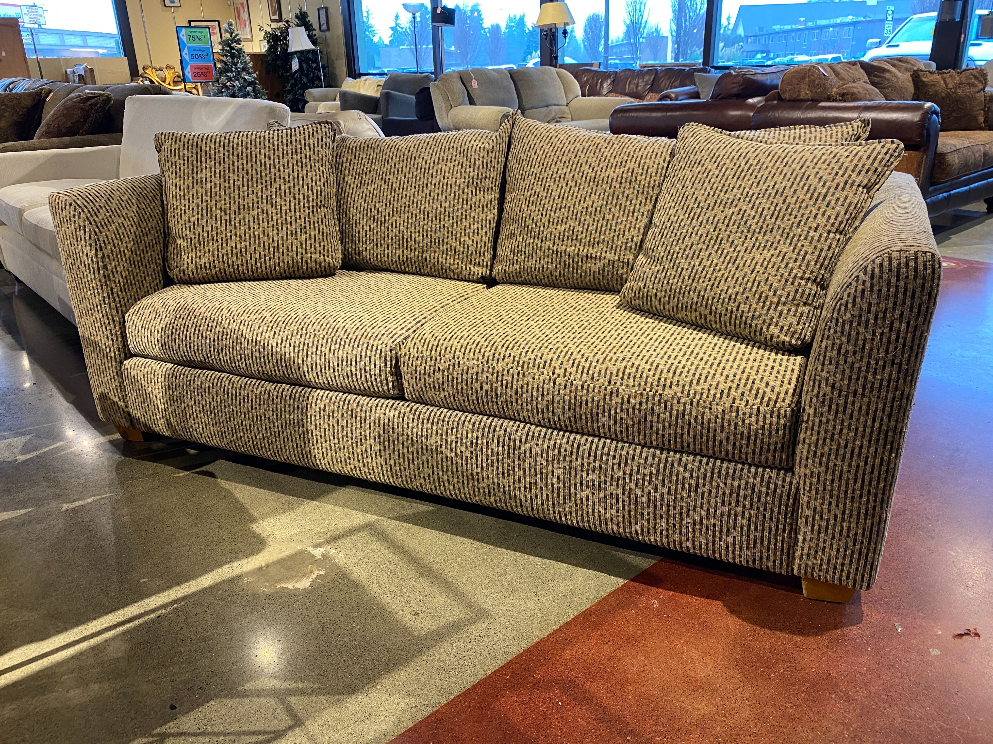 80″ Wide Textured Pattern Sofa with Throw Pillows