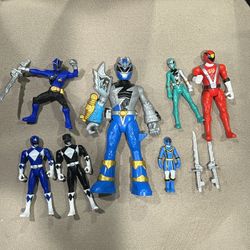 Power Rangers lot of 7 posable figures Dino fury battle Eagle red Mighty Morphin