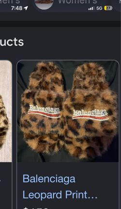 Balenciaga Leopard Print Fur Slides