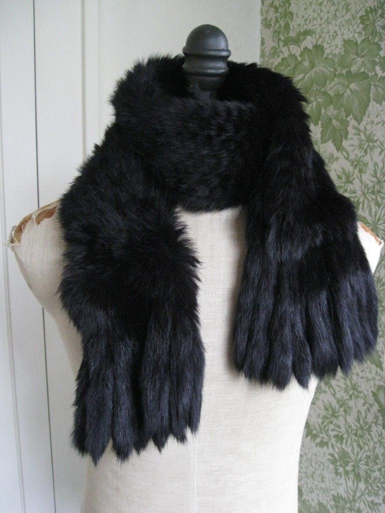 Real Black rabbit Fur Scarf With Fringe NO OFFERS
