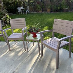 Solid Wood Patio Armchairs And Table Each 