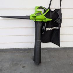Greenworks 40v (185 Mph/ 340 CFM) Cordless Leaf Blower/ Vacuum With Bag NO BATTERY NO CHARGER 