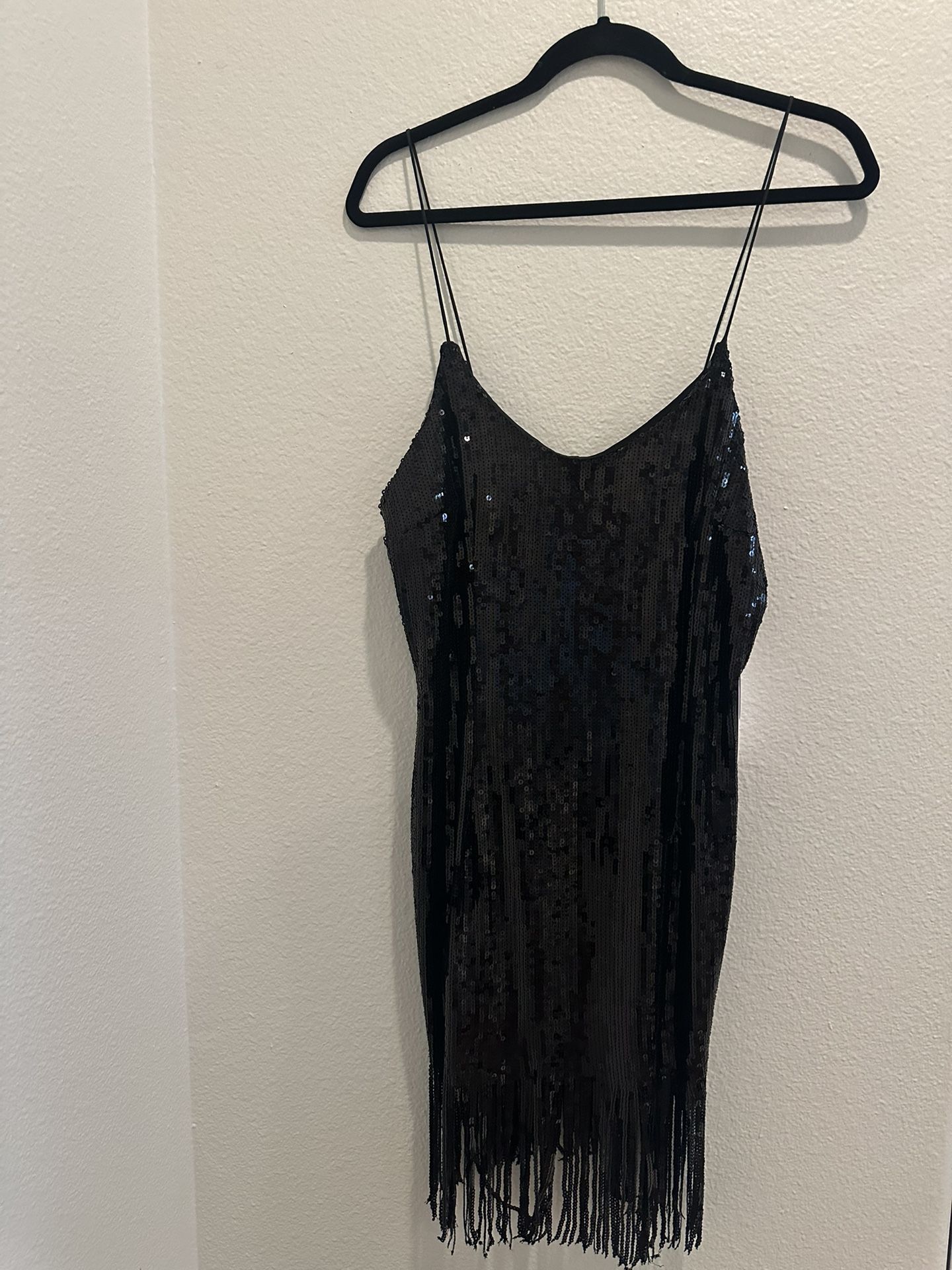 ๐ JustFab: Black Sequin Tassel Dress (Great Gatsby Halloween Outfit Idea / NYE Dress)