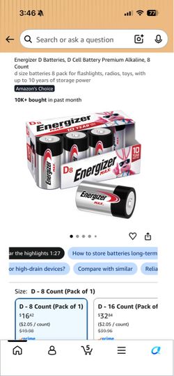 Energizer MAX D Batteries 8-Count Pack