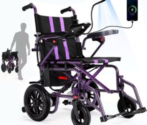 Folding Electric Power Wheelchair Purple