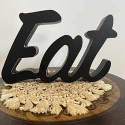Farmhouse Style Wooden Distressed Large Black 'EAT' Decorative Sign
