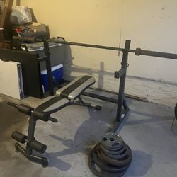 Outdoor/Indoor Gym Weights Bar Rack & Adjustable Seat 