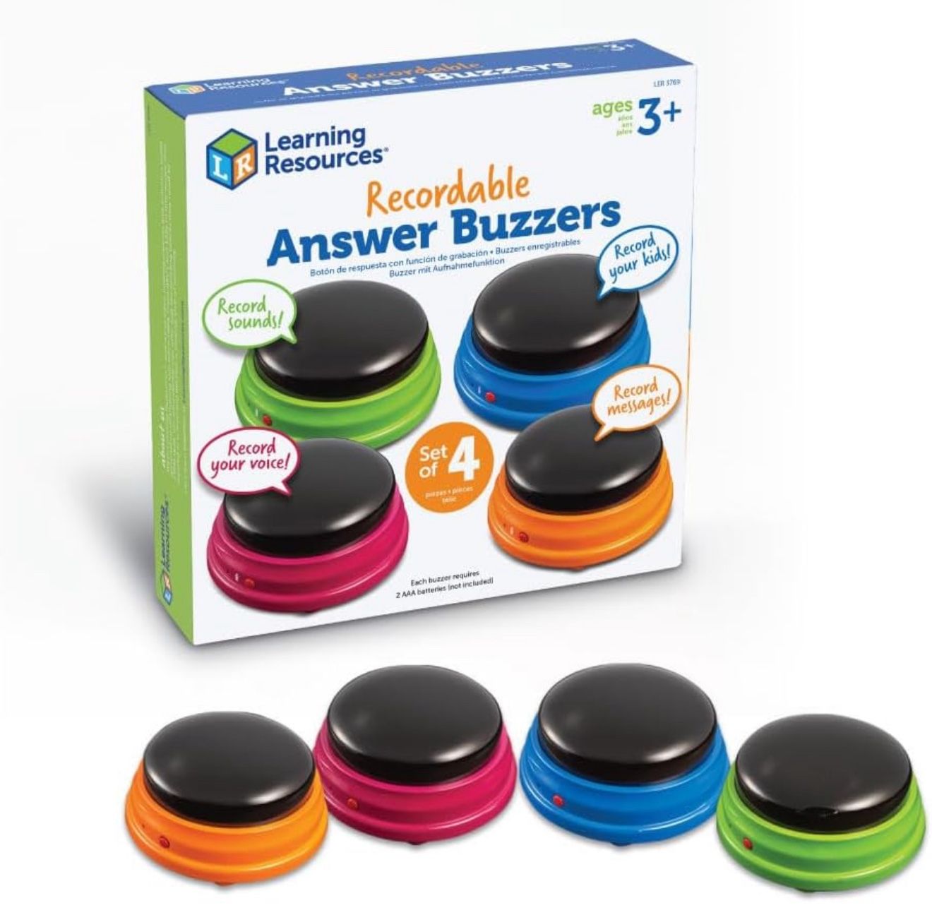 NEW Learning Resources Recordable Answer Buzzers (Set of 4)