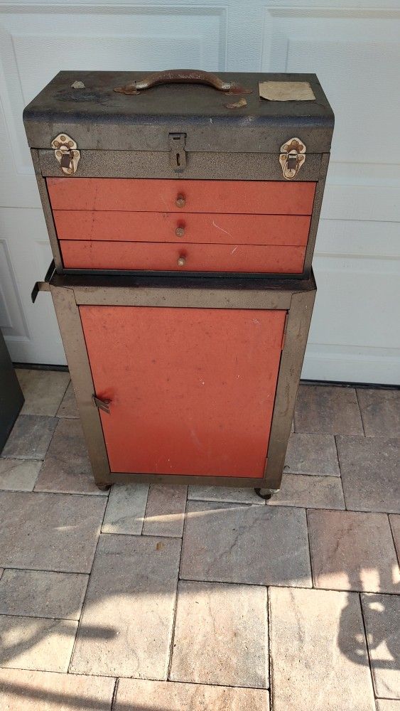 Vintage Toolbox With Cabinet