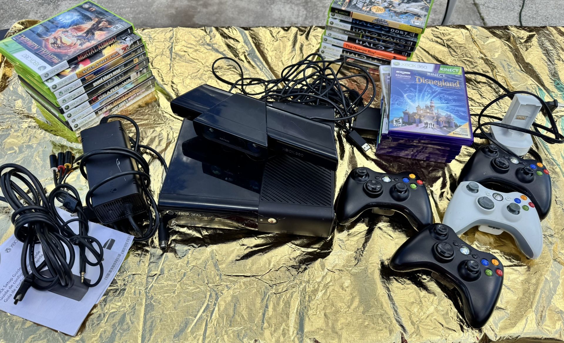 XBOX 360 SYSTEM CONSOLE AND 23 GAMES KINECT