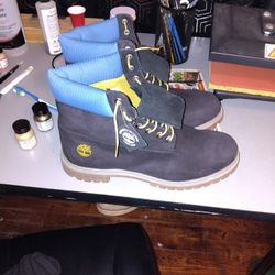 Charcoal Black And Blue Timberland Boots 