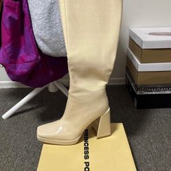 Princess Polly Beige Leather Boots 