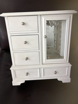 White Wood Jewelry Armoire