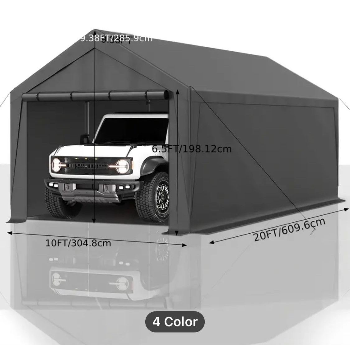 10x20ft Heavy Duty Carport with Removable Sidewalls, All Weather Carport Garage Party Tent Large Outdoor Canopy Storage Shed for Auto, Truck, Boat, Pa