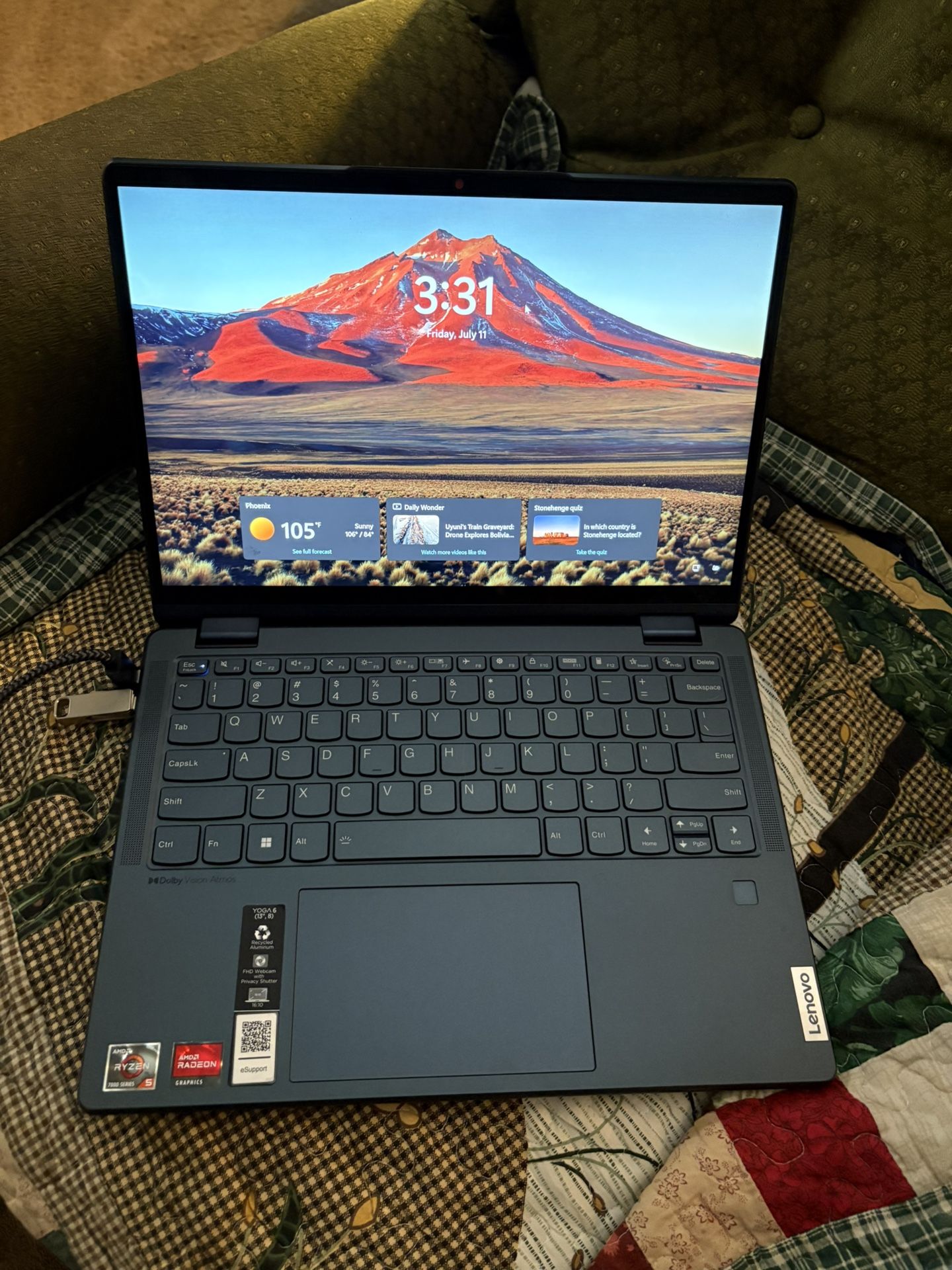 Lenovo Yoga 6 2023 2-in-1 Laptop 13.3" 1920x1200 IPS Touchscreen 6-Core AMD Ryzen 5 7530U 8GB RAM 256GB SSD AMD Radeon Graphics Wi-Fi 6 Backlit Keyboa