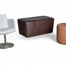 Leather Ottomans & Chair