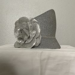 Fascinator Hat Silver Vintage Metallic Church Formal Tea Hat Mr Song