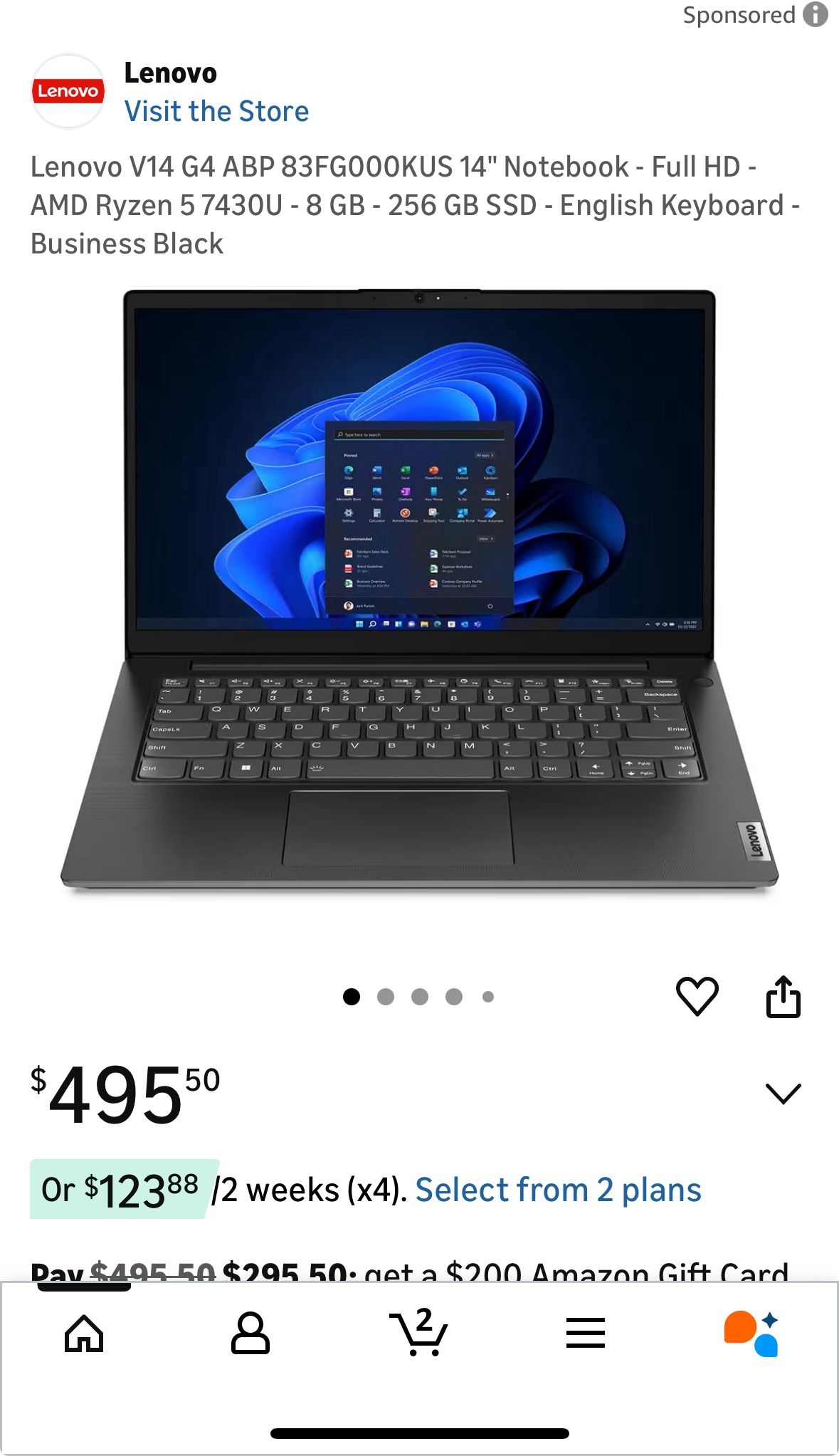 Lenovo V14 G4 ABP 83FG000KUS 14" Notebook - Full HD - AMD Ryzen 5 7430U - 8 GB - 256 GB SSD. Brand New In Box