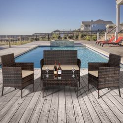 New Brown Patio Set Outdoor Furniture 
