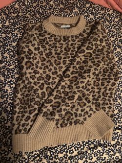 American Eagle Leopard Print Knit Sweater