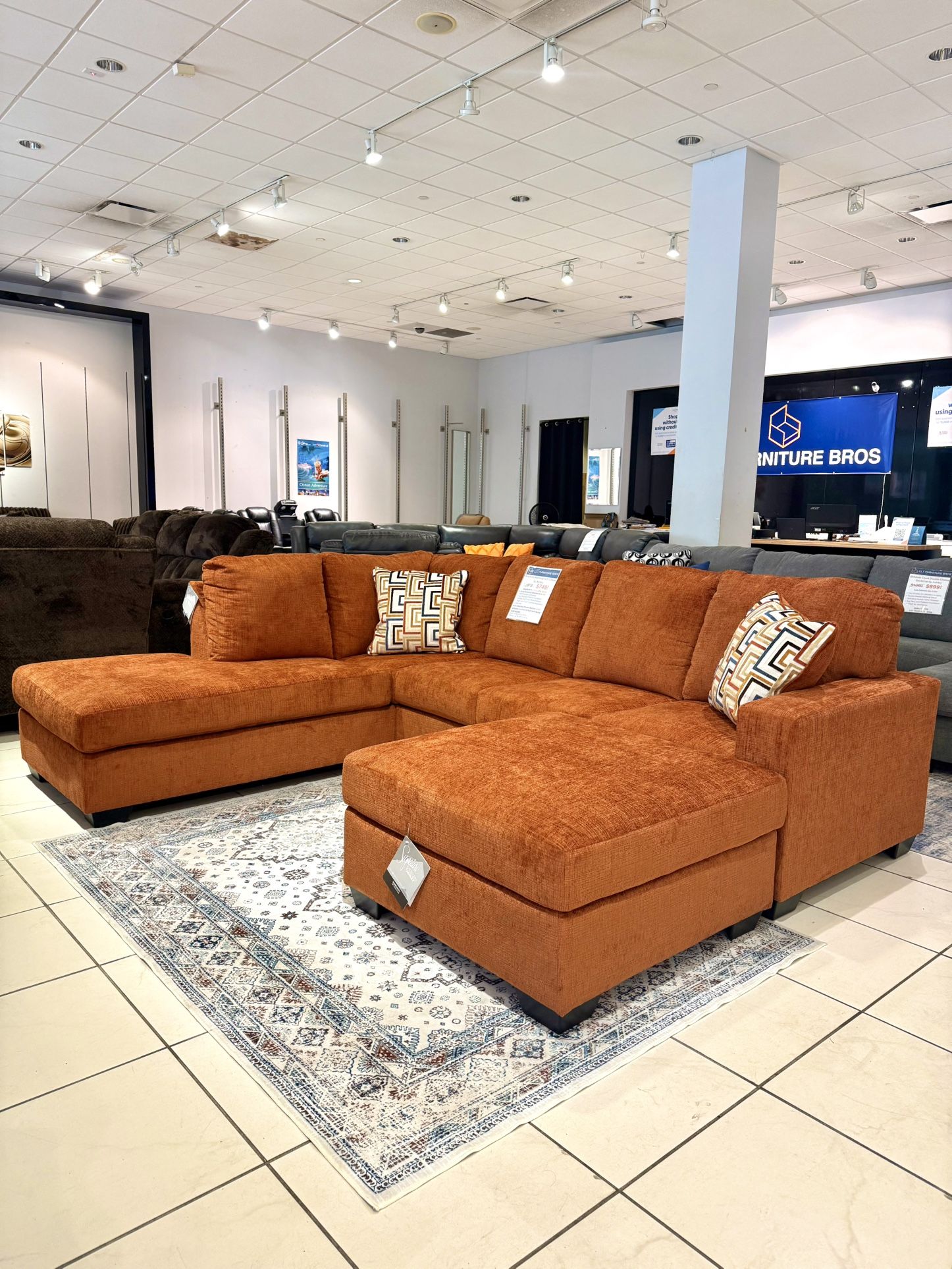 Orange LSectional Couch by Ashley with 3 Color Options! for