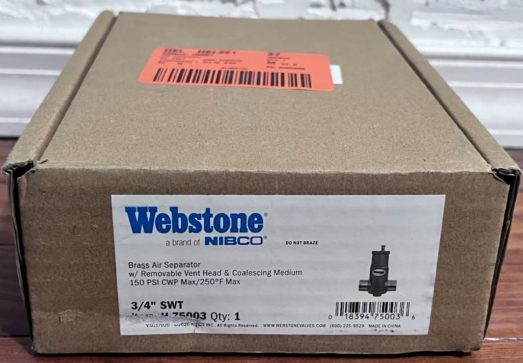 Webstone, a brand of NIBCO 3/4 in. Forged Brass Sweat Air Separator with Removable Vent Head and Coalescing Medium