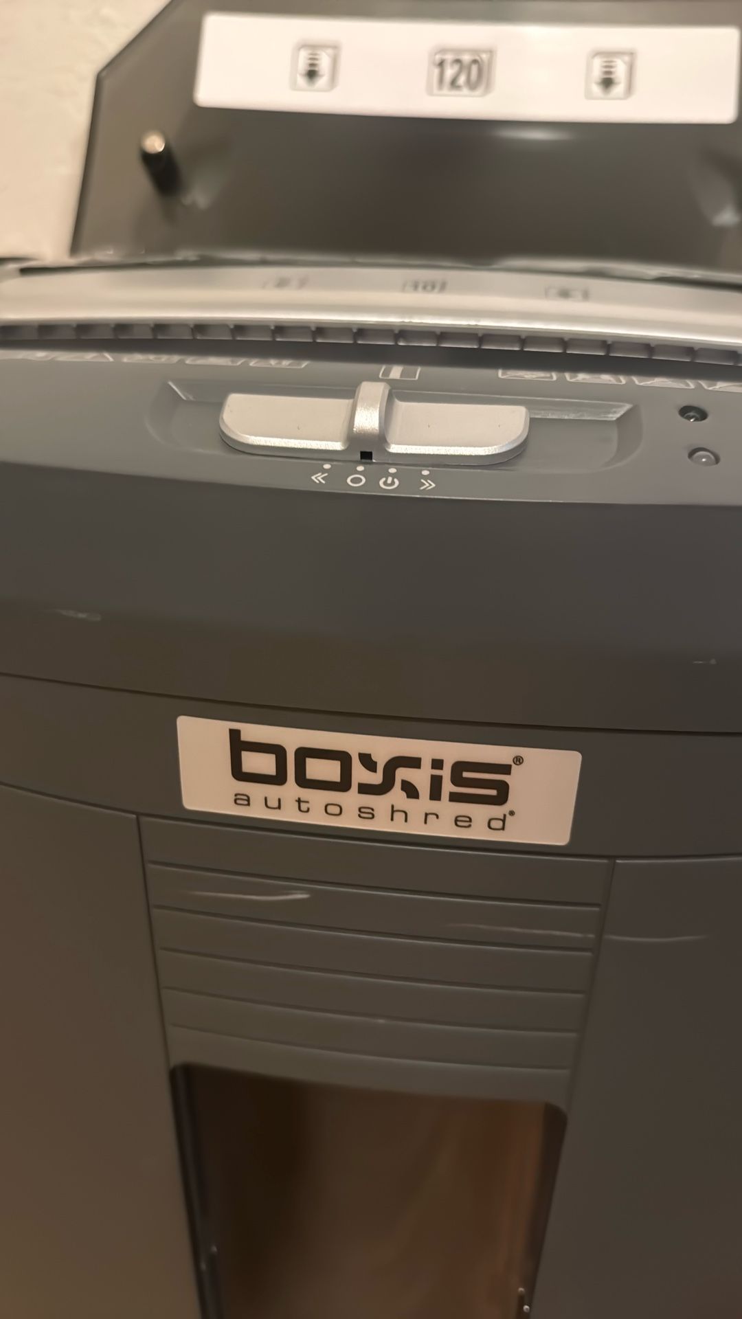 BOXIS AutoShred 120-Sheet Microcut Shredder