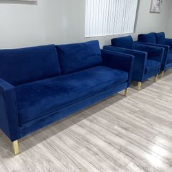 Furniture — 3 Piece Velvet Sofa Set