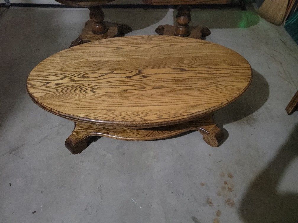 Oak Coffee Table And End Tables