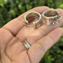vintage Tiffany & Co. 1837 Wide Hoop Earrings Sterling Silver 925