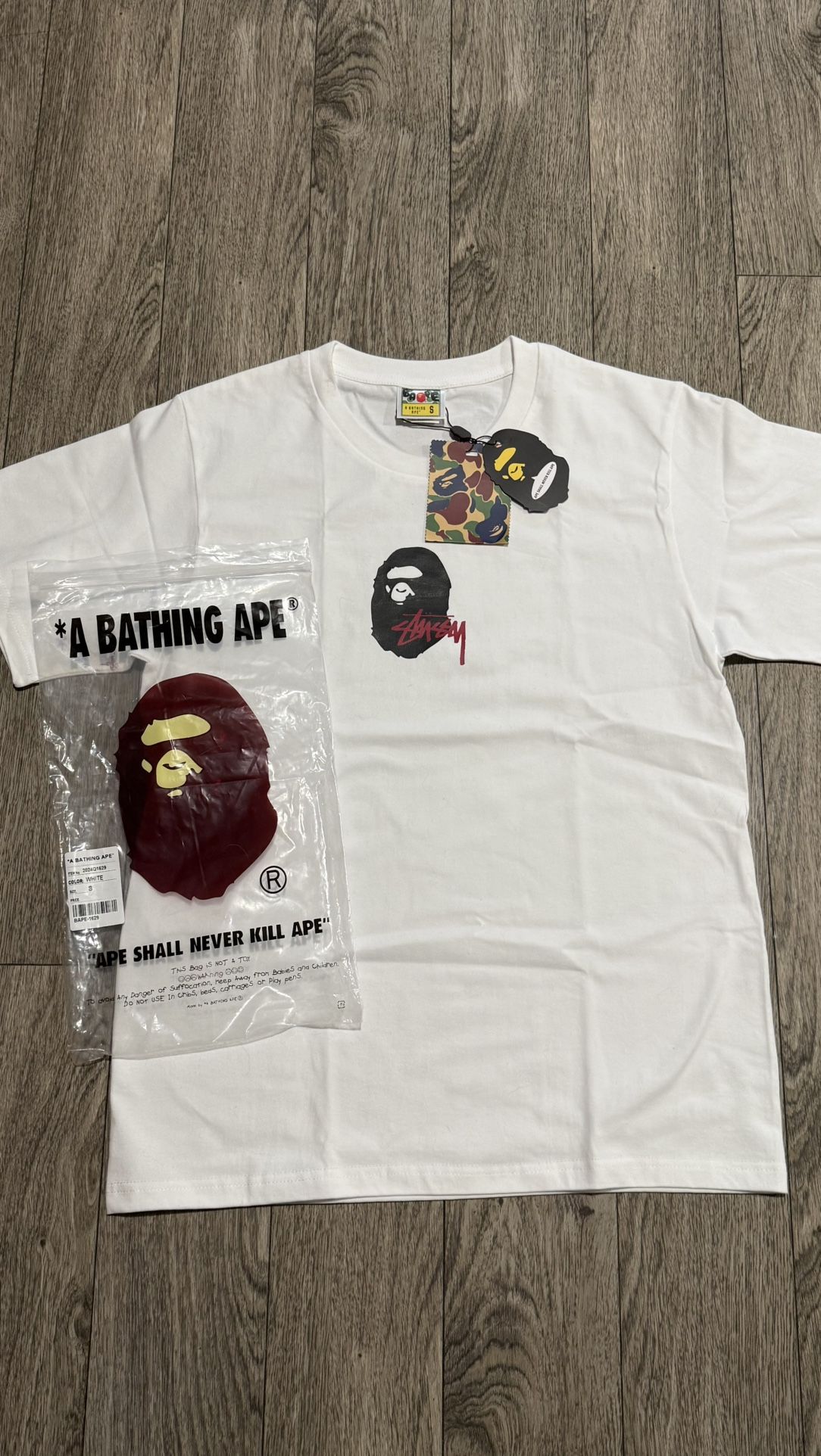 White Bape T Shirt Size Small