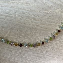 925 Sterling Silver multi gemstone bracelet