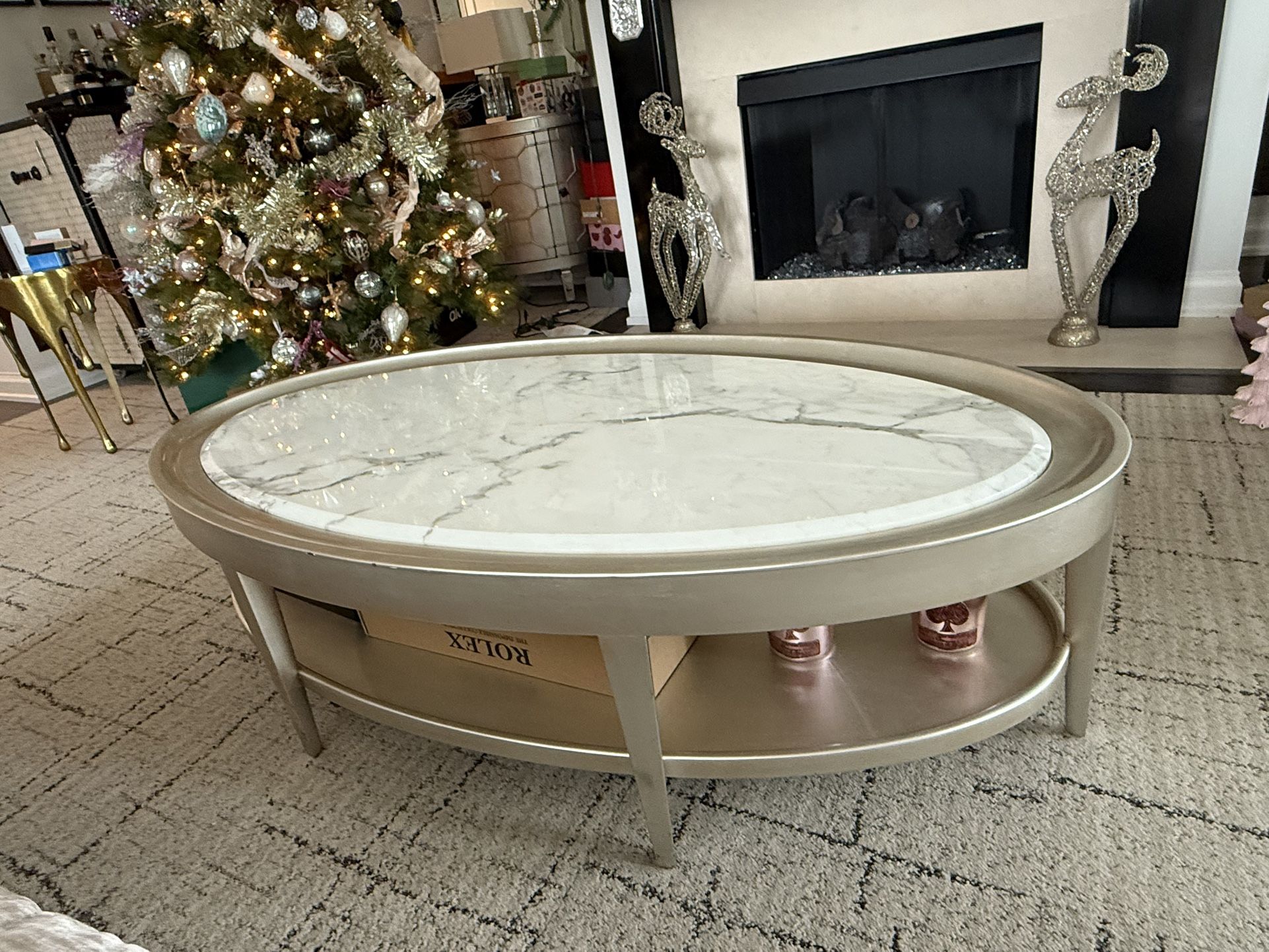 Henredon Oval Marble Coffee Table 