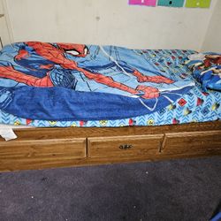  Wood Twin Bed Frame With Drawers