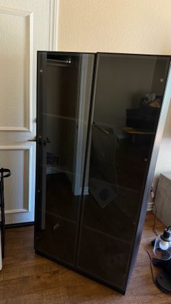 black shelve with glass door
