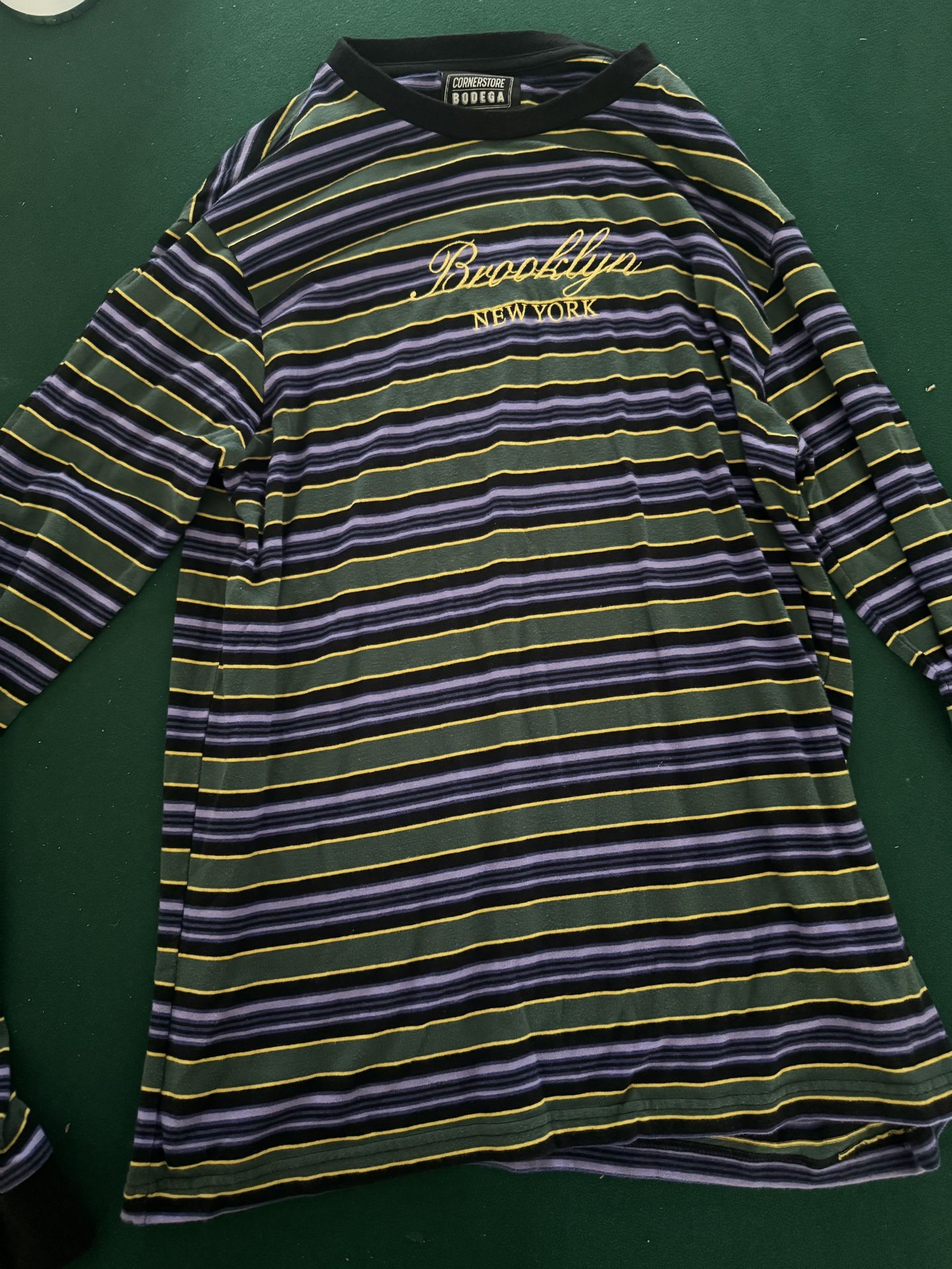 Cornerstore Bodega Brooklyn New York Stripe Long Sleeve Shirt Size L