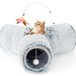 Tempcore Plush Pet Cat Tunnel Tube Cat Toys 3 Way Collapsible
