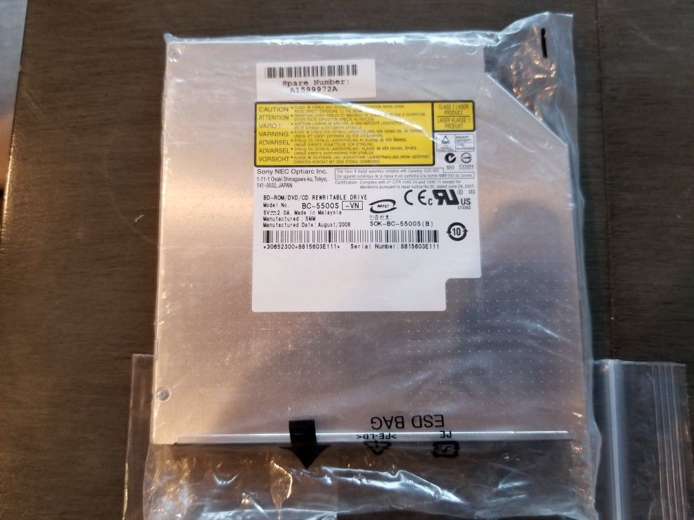 Sony Optiarc BC-5500S Blu-ray Drive BD-ROM/DVD/CD-RW W/Bezel