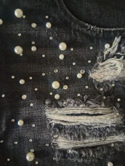 NWT Distressed Denim and Pearl Shorts