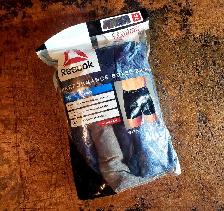 Reebok 4 Pack Performance Boxer Briefs With Fly Pouch New Underwear M