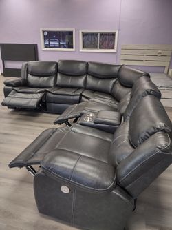 New Sectional Sofa With Three Power Recliners On Sale Now