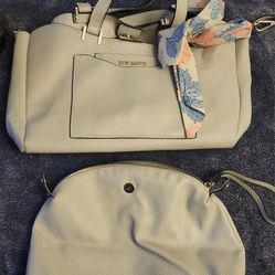 Steve Madden Light Grey Tote Bag & Matching Pouch Set