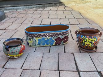 Hand-Painted Talavera-Style Planters (Set of 3 or Sold Separately)