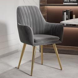 Modern Dining Chair Gray Velvet Upholstered Dining Chairs With Arms (Set Of 2)